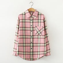 Load image into Gallery viewer, 2021 Fashion Women Plaid Shirt Chic Checked Blouse Long Sleeve Female Casual Print Shirts Loose Cotton Tops Blusas Spring News
