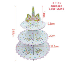 Load image into Gallery viewer, Unicorn Party 3-tier Cup Cake Stand Paper Plates Cups Balloon Birthday Party Decoration Kids Unicornio Party Girls Baby Shower
