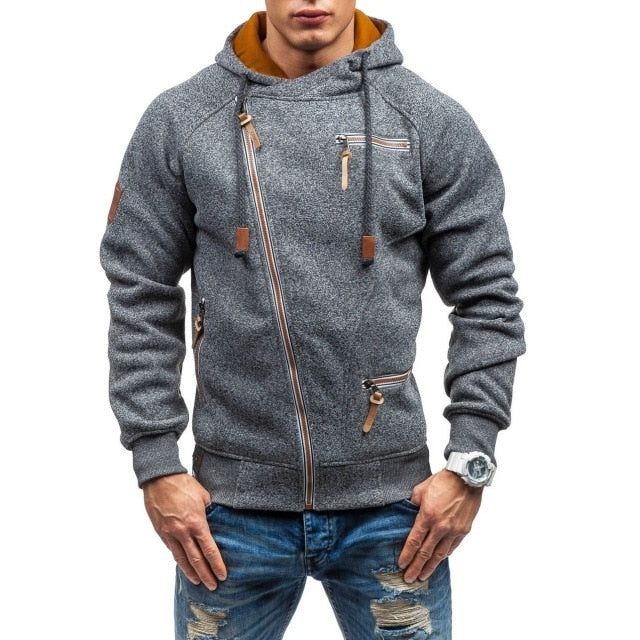 ZOGAA 2021 Autumn Winter New Men's Hooded Hoodie Fashion Wild Hoodies Zipper Solid Sweatshirts Coat Large Size M-4XL