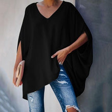 Load image into Gallery viewer, Fashion Women Summer Elegant V Neck Oversized Plus Size Top Lady Casual Solid Long Sleeve Loose Fit Blouse 2021 New
