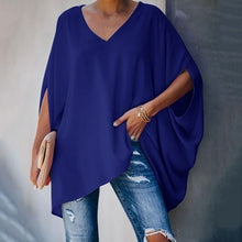 Load image into Gallery viewer, Fashion Women Summer Elegant V Neck Oversized Plus Size Top Lady Casual Solid Long Sleeve Loose Fit Blouse 2021 New
