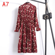 Load image into Gallery viewer, 2021 Winter Dress Women Long Sleeve Vintage Dress Chiffon Shirt Vestidos For Ladies Casual Floral Midi Autumn Dresses Polka Dot
