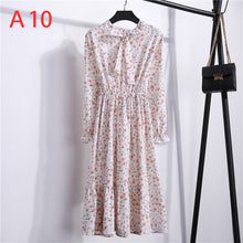 Load image into Gallery viewer, 2021 Winter Dress Women Long Sleeve Vintage Dress Chiffon Shirt Vestidos For Ladies Casual Floral Midi Autumn Dresses Polka Dot
