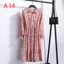 Load image into Gallery viewer, 2021 Winter Dress Women Long Sleeve Vintage Dress Chiffon Shirt Vestidos For Ladies Casual Floral Midi Autumn Dresses Polka Dot
