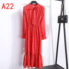 Load image into Gallery viewer, 2021 Winter Dress Women Long Sleeve Vintage Dress Chiffon Shirt Vestidos For Ladies Casual Floral Midi Autumn Dresses Polka Dot
