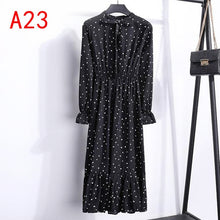 Load image into Gallery viewer, 2021 Winter Dress Women Long Sleeve Vintage Dress Chiffon Shirt Vestidos For Ladies Casual Floral Midi Autumn Dresses Polka Dot
