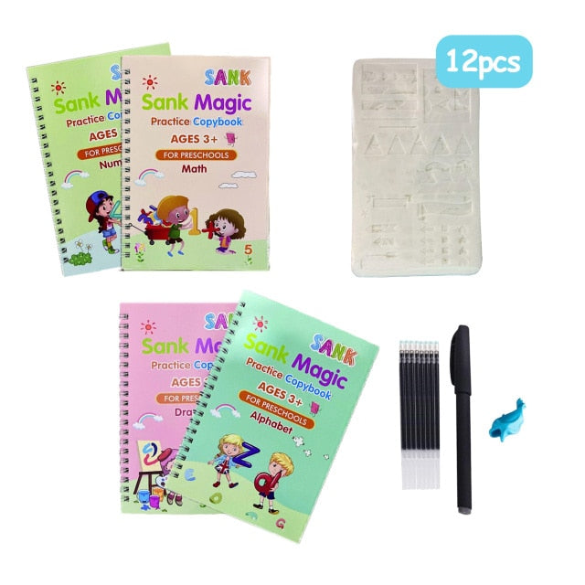 Magic Practice Copybook Reusable Handwriting Copybook Set Calligraphic Letter Writing Practice Workbook For Children