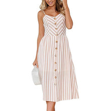 Load image into Gallery viewer, Vintage Casual Sundress Female Beach Dress Midi Button Backless Polka Dot Striped Women Dress Summer 2021 Boho Sexy Floral Dress
