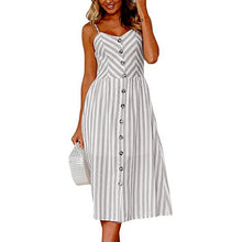 Load image into Gallery viewer, Vintage Casual Sundress Female Beach Dress Midi Button Backless Polka Dot Striped Women Dress Summer 2021 Boho Sexy Floral Dress
