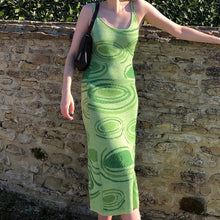 Load image into Gallery viewer, Paisley Print Knit Dress Women Green Y2K Summer Sexy Bodycon  Sleeveless Spaghetti Strap Beach Party Midi Dresses 2021
