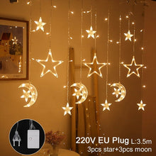 Load image into Gallery viewer, Star Moon Led Curtain Garland String Light Eid Mubarak Ramadan Decoration Islam Muslim Party Decor Eid Al Adha Gift Eid Mubarak
