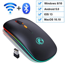 Load image into Gallery viewer, Wireless Mouse RGB Bluetooth Computer Mouse Gaming Silent Rechargeable Ergonomic Mause With LED Backlit USB Mice For PC Laptop
