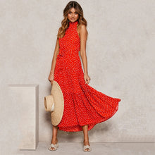 Load image into Gallery viewer, Summer Long Dress Polka Dot Casual Dresses Black Sexy Halter Strapless New 2021 Yellow Sundress Vacation Clothes For Women
