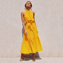 Load image into Gallery viewer, Summer Long Dress Polka Dot Casual Dresses Black Sexy Halter Strapless New 2021 Yellow Sundress Vacation Clothes For Women
