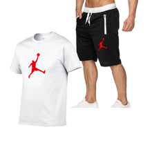 Load image into Gallery viewer, 2021 popular new cotton men&#39;s T-shirt + Sports Shorts Set  summer high quality cotton T-shirt sports running set
