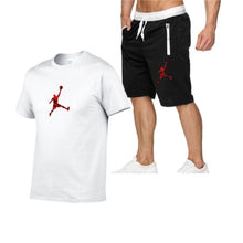 Load image into Gallery viewer, 2021 popular new cotton men&#39;s T-shirt + Sports Shorts Set  summer high quality cotton T-shirt sports running set
