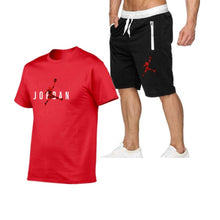 Load image into Gallery viewer, 2021 popular new cotton men&#39;s T-shirt + Sports Shorts Set  summer high quality cotton T-shirt sports running set
