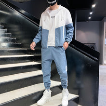 Load image into Gallery viewer, 2021 Casual Men&#39;s Sets Patchwork Hip Hop College Style Korean Style 2Piece Streetwear Fitness Male Tracksuit Chinese Size XS-3XL
