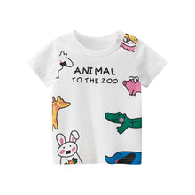 Load image into Gallery viewer, T Shirt Cartoon Animals Baby Kids Boys Girls Children Cotton Short Sleeves Summer Clothing Lion Monkey Print Tee Red Car Toddler
