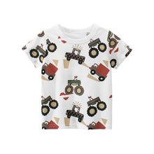 Load image into Gallery viewer, T Shirt Cartoon Animals Baby Kids Boys Girls Children Cotton Short Sleeves Summer Clothing Lion Monkey Print Tee Red Car Toddler
