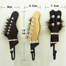 Load image into Gallery viewer, Retro 3pcs / Set Guitar Heads Hooks Music Home Resin Clothes Hat Hanger Movie Wall Hook For Home Decoration Dropship
