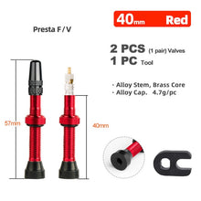 Load image into Gallery viewer, Deemount 2PCS 40/60MM Brass or Alloy Stem Bicycle F/V Presta Tubeless Tire Valve Road Bike MTB Nipple W/Tool Alloy Valve Cap
