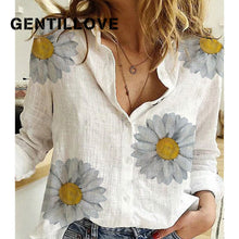 Load image into Gallery viewer, Gentillove Autumn Long Sleeve Casual Loose Shirt Women Elegant Butterfly Floral Print Tops and Blouses 2020 Vintage Cotton Tunic
