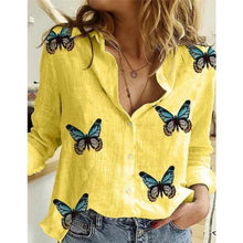 Load image into Gallery viewer, Gentillove Autumn Long Sleeve Casual Loose Shirt Women Elegant Butterfly Floral Print Tops and Blouses 2020 Vintage Cotton Tunic
