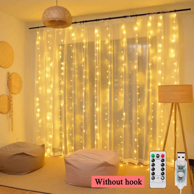 3m 100/200/300 LED Curtain String Light Flash Garland Rustic Wedding Party Decoration Table Bridal Shower Bachelorette Home Gift