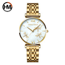 Load image into Gallery viewer, 2021 New Design Japan Akoya Pearl Shell Dragonfly Ladies Luxury Diamonds Scallop Stainless Steel Watches For Women Drop Shipping
