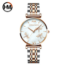 Load image into Gallery viewer, 2021 New Design Japan Akoya Pearl Shell Dragonfly Ladies Luxury Diamonds Scallop Stainless Steel Watches For Women Drop Shipping
