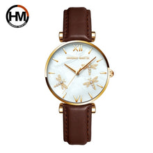 Load image into Gallery viewer, 2021 New Design Japan Akoya Pearl Shell Dragonfly Ladies Luxury Diamonds Scallop Stainless Steel Watches For Women Drop Shipping
