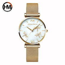 Load image into Gallery viewer, 2021 New Design Japan Akoya Pearl Shell Dragonfly Ladies Luxury Diamonds Scallop Stainless Steel Watches For Women Drop Shipping
