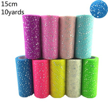 Load image into Gallery viewer, Tulle Roll 10 Yards 15cm Glitter Sequin  Tutu Fabric Wedding Decoration Organza Laser DIY Crafts Birthday Party Supplies White
