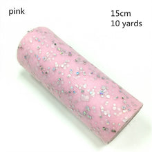 Load image into Gallery viewer, Tulle Roll 10 Yards 15cm Glitter Sequin  Tutu Fabric Wedding Decoration Organza Laser DIY Crafts Birthday Party Supplies White
