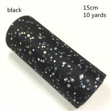 Load image into Gallery viewer, Tulle Roll 10 Yards 15cm Glitter Sequin  Tutu Fabric Wedding Decoration Organza Laser DIY Crafts Birthday Party Supplies White
