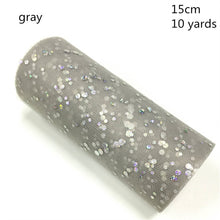 Load image into Gallery viewer, Tulle Roll 10 Yards 15cm Glitter Sequin  Tutu Fabric Wedding Decoration Organza Laser DIY Crafts Birthday Party Supplies White
