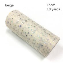 Load image into Gallery viewer, Tulle Roll 10 Yards 15cm Glitter Sequin  Tutu Fabric Wedding Decoration Organza Laser DIY Crafts Birthday Party Supplies White
