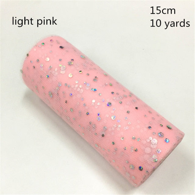 Tulle Roll 10 Yards 15cm Glitter Sequin  Tutu Fabric Wedding Decoration Organza Laser DIY Crafts Birthday Party Supplies White