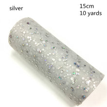 Load image into Gallery viewer, Tulle Roll 10 Yards 15cm Glitter Sequin  Tutu Fabric Wedding Decoration Organza Laser DIY Crafts Birthday Party Supplies White
