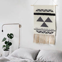 Load image into Gallery viewer, Home Boho Decor Macrame  Cotton Tassel Handmade Woven Wall Hanging Tapestry geometric canvas wall Art background cloth tapestry
