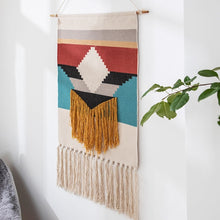 Load image into Gallery viewer, Home Boho Decor Macrame  Cotton Tassel Handmade Woven Wall Hanging Tapestry geometric canvas wall Art background cloth tapestry
