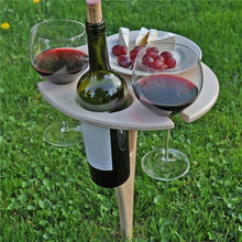 Load image into Gallery viewer, Outdoor Wine Table with Foldable Round Desktop Mini Wooden Picnic Table Easy To Carry Wine Rack Support Dropshipping
