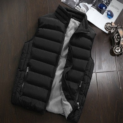 2021 Autumn Winter New Men Cotton Vest Jacket Solid Color Sleeveless Down Waistcoat Jacket  Male Casual Vest Coat Plus Size 5XL