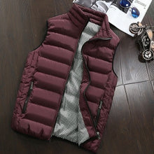 Load image into Gallery viewer, 2021 Autumn Winter New Men Cotton Vest Jacket Solid Color Sleeveless Down Waistcoat Jacket  Male Casual Vest Coat Plus Size 5XL
