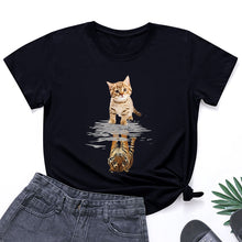 Load image into Gallery viewer, Cat&amp;tiger Print Aesthetic Graphic T Shirts Summer Clothes Tops for Ladies Short Sleeve Around Neck Plus Size 5xl Woman Tshirts
