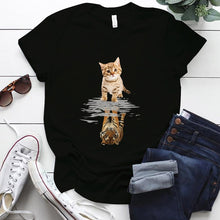 Load image into Gallery viewer, Cat&amp;tiger Print Aesthetic Graphic T Shirts Summer Clothes Tops for Ladies Short Sleeve Around Neck Plus Size 5xl Woman Tshirts
