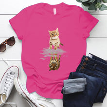 Load image into Gallery viewer, Cat&amp;tiger Print Aesthetic Graphic T Shirts Summer Clothes Tops for Ladies Short Sleeve Around Neck Plus Size 5xl Woman Tshirts
