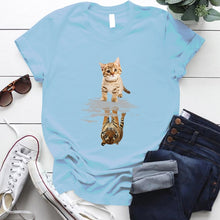 Load image into Gallery viewer, Cat&amp;tiger Print Aesthetic Graphic T Shirts Summer Clothes Tops for Ladies Short Sleeve Around Neck Plus Size 5xl Woman Tshirts
