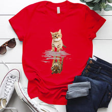 Load image into Gallery viewer, Cat&amp;tiger Print Aesthetic Graphic T Shirts Summer Clothes Tops for Ladies Short Sleeve Around Neck Plus Size 5xl Woman Tshirts
